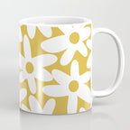 Daisy Time Retro Floral Pattern in Mustard and White Coffee Mug Gallery Image 1