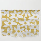 Daisy Time Retro Floral Pattern in Mustard and White Wall Hanging Gallery Image 1