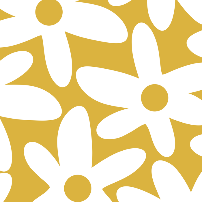 Daisy Time Retro Floral Pattern in Mustard and White Coffee Mug Gallery Image 2