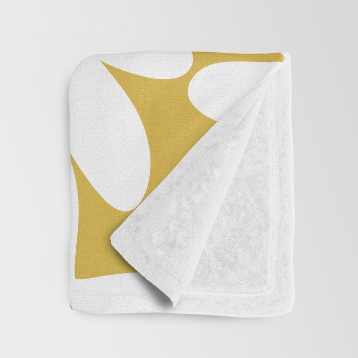 Daisy Time Retro Floral Pattern in Mustard and White Throw Blanket Gallery Image 3