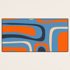 Palm Springs Retro Mid Century Modern Abstract Pattern Blue and Orange Desk Mat Gallery Image 3