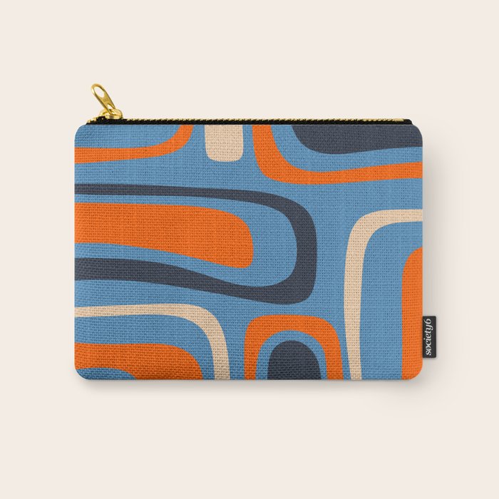 Palm Springs Retro Mid Century Modern Abstract Pattern Blue and Orange Carry All Pouch Gallery Image 1