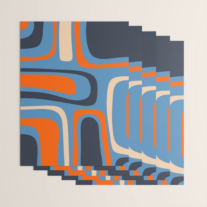Palm Springs Retro Mid Century Modern Abstract Pattern Blue and Orange Wrapping Paper Gallery Image 3