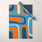 Palm Springs Retro Mid Century Modern Abstract Pattern Blue and Orange Wrapping Paper Gallery Image 1