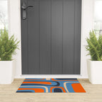 Palm Springs Retro Mid Century Modern Abstract Pattern Blue and Orange Welcome Mat Gallery Image 3