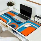 Palm Springs Retro Mid Century Modern Abstract Pattern Blue and Orange Desk Mat Gallery Image 2