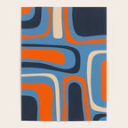 Palm Springs Retro Mid Century Modern Abstract Pattern Blue and Orange Poster Gallery Image 4