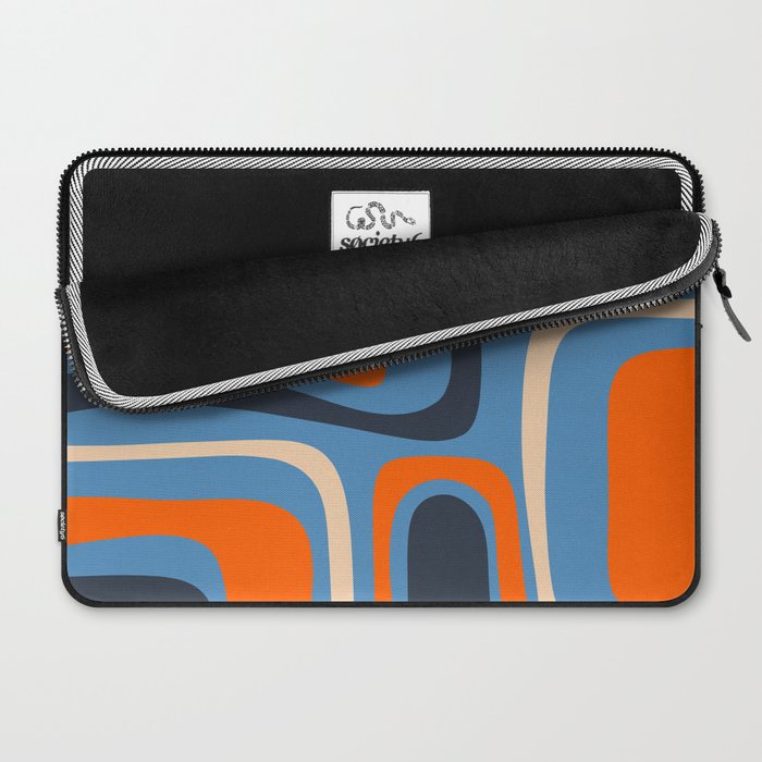 Palm Springs Retro Mid Century Modern Abstract Pattern Blue and Orange Laptop Sleeve Gallery Image 2