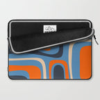 Palm Springs Retro Mid Century Modern Abstract Pattern Blue and Orange Laptop Sleeve Gallery Image 2