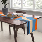 Palm Springs Retro Mid Century Modern Abstract Pattern Blue and Orange Table Runner Gallery Image 2