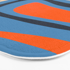 Palm Springs Retro Mid Century Modern Abstract Pattern Blue and Orange Bath Mat Gallery Image 3