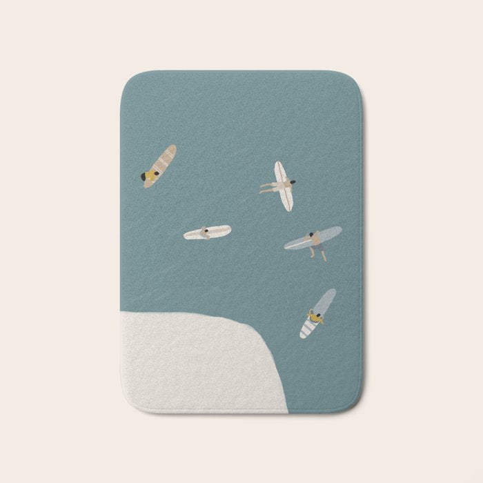Surfers Surfing at the Sea Bath Mat