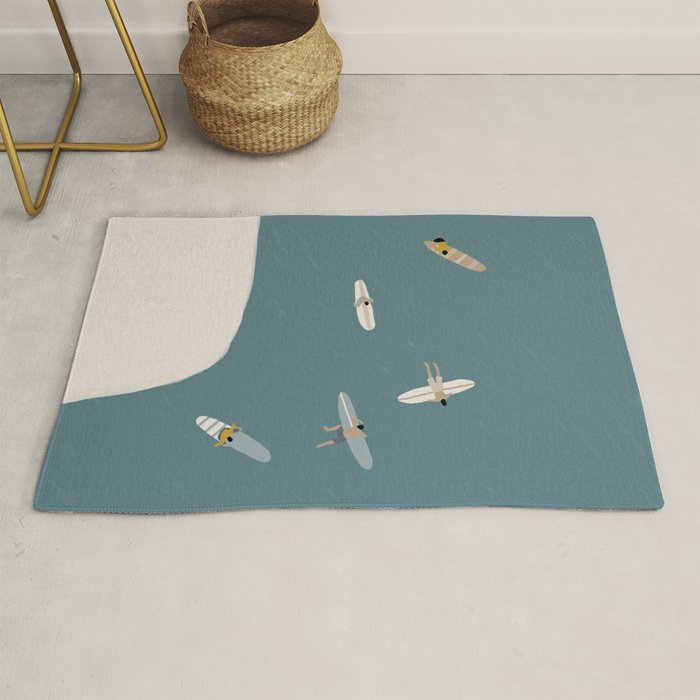 Surfers Surfing at the Sea Rug Gallery Image 1