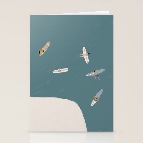 Surfers Surfing at the Sea Stationery Card Gallery Image 1