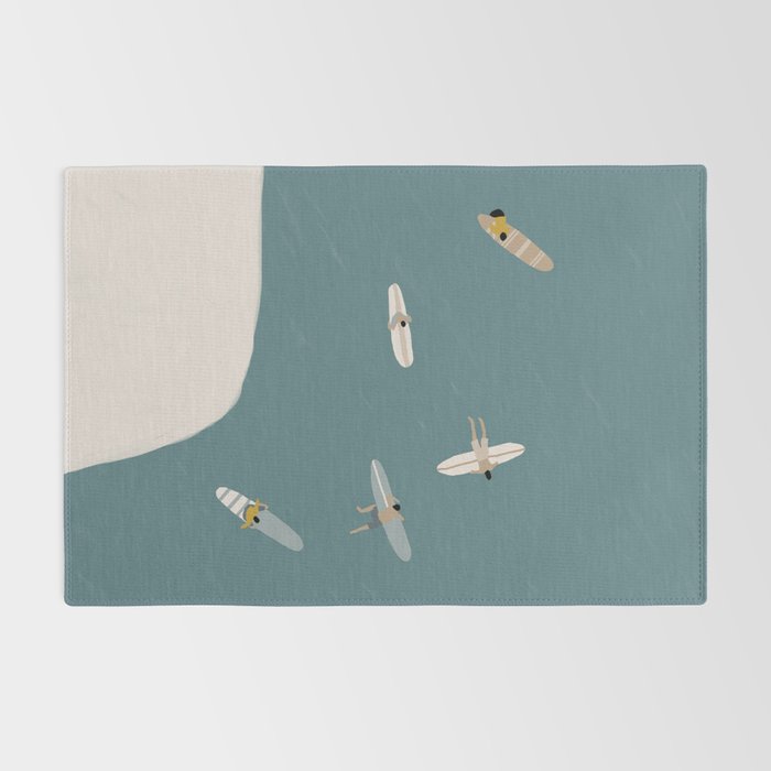 Surfers Surfing at the Sea Rug Gallery Image 2