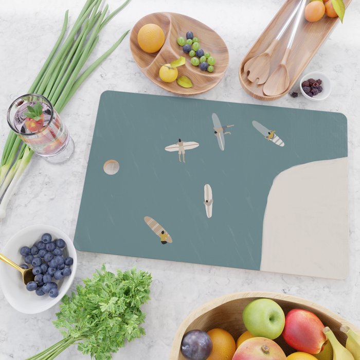 Surfers Surfing at the Sea Cutting Board Gallery Image 2