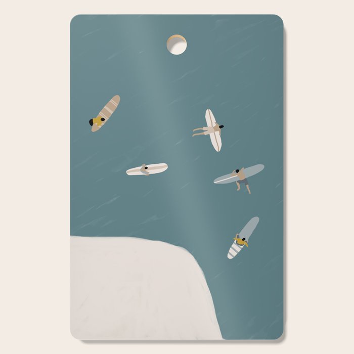 Surfers Surfing at the Sea Cutting Board Gallery Image 1
