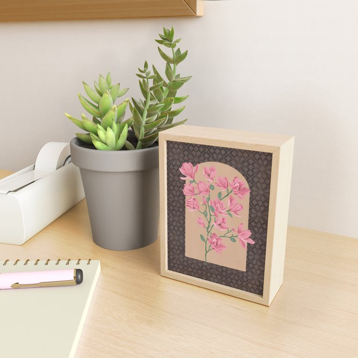 Magnolia Branch and Vintage Pattern Mini Art Print Gallery Image 2