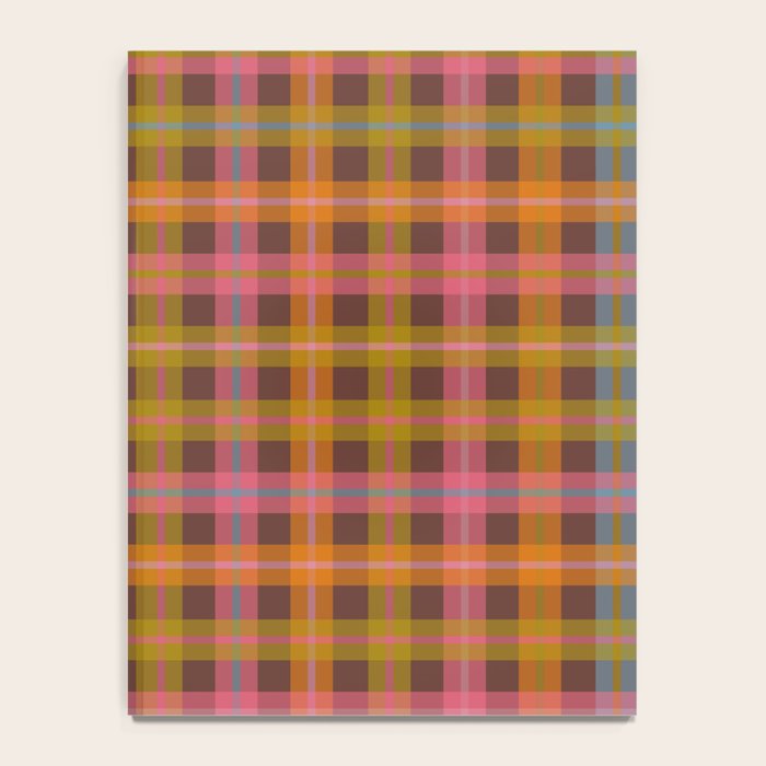 Gingham Plaid Eclectic Check Pattern on Brown Notebook Gallery Image 4