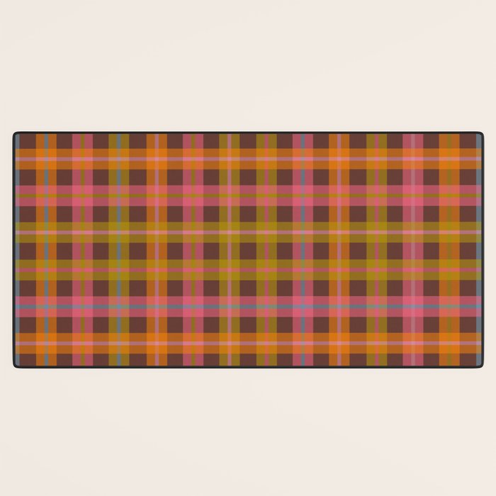 Gingham Plaid Eclectic Check Pattern on Brown Desk Mat Gallery Image 3