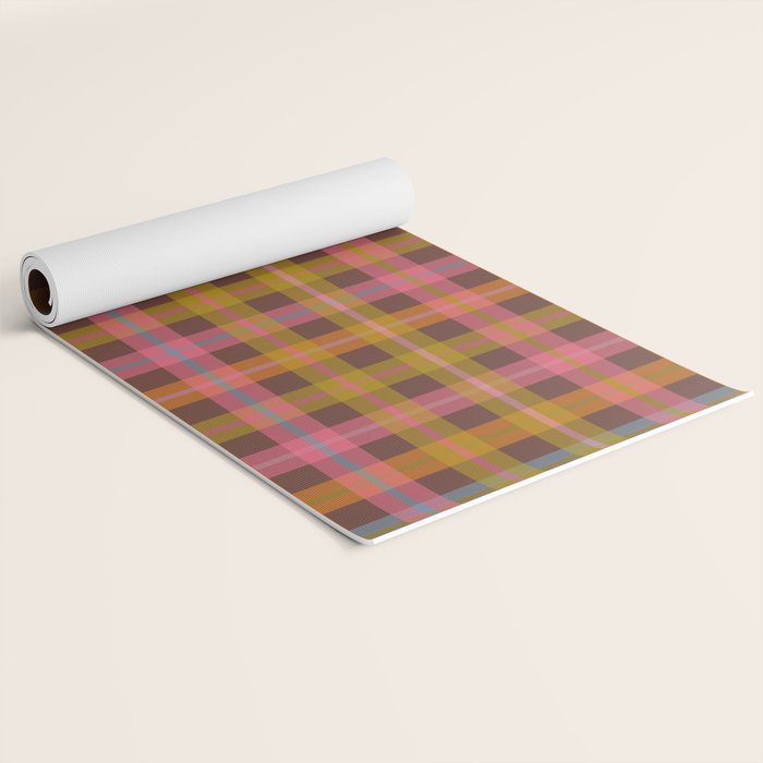Gingham Plaid Eclectic Check Pattern on Brown Yoga Mat Gallery Image 2