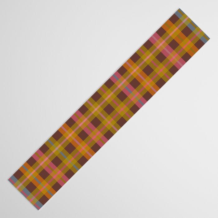 Gingham Plaid Eclectic Check Pattern on Brown Table Runner Gallery Image 3