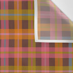 Gingham Plaid Eclectic Check Pattern on Brown Wall Tapestry Gallery Image 3