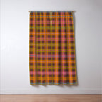 Gingham Plaid Eclectic Check Pattern on Brown Window Curtain Gallery Image 3