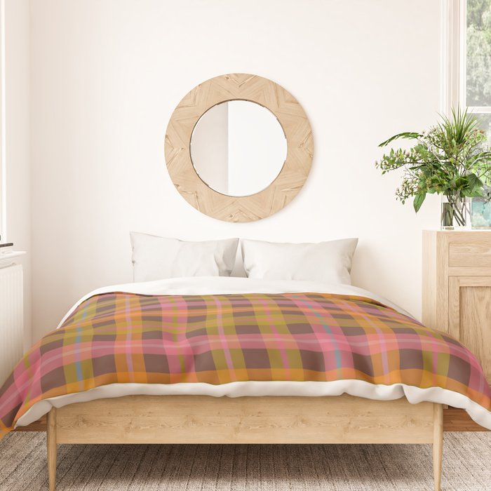 Gingham Plaid Eclectic Check Pattern on Brown Duvet Cover Gallery Image 3