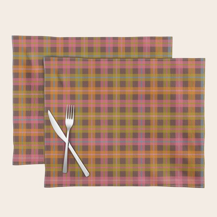 Gingham Plaid Eclectic Check Pattern on Brown Placemat Gallery Image 1