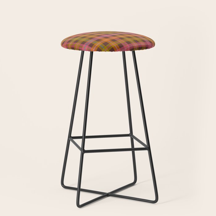 Gingham Plaid Eclectic Check Pattern on Brown Stool Gallery Image 1