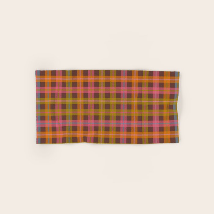 Gingham Plaid Eclectic Check Pattern on Brown Bath Towel Gallery Image 1