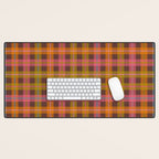 Gingham Plaid Eclectic Check Pattern on Brown Desk Mat Gallery Image 1