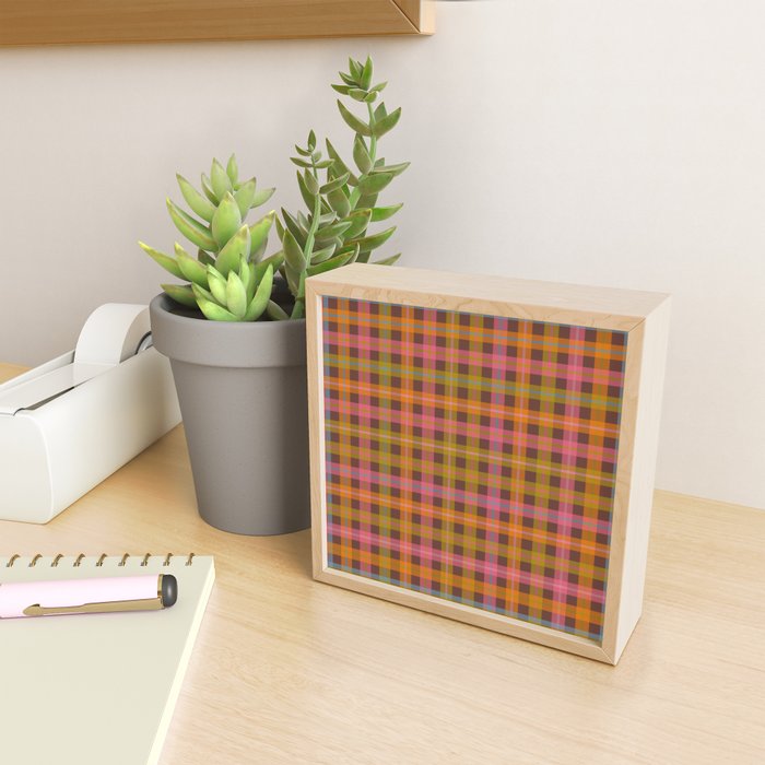 Gingham Plaid Eclectic Check Pattern on Brown Mini Art Print Gallery Image 2