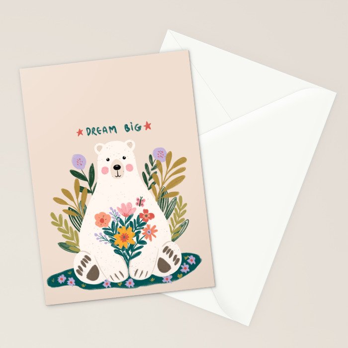 Dream Big Polar Bear Stationery Card Gallery Image 2