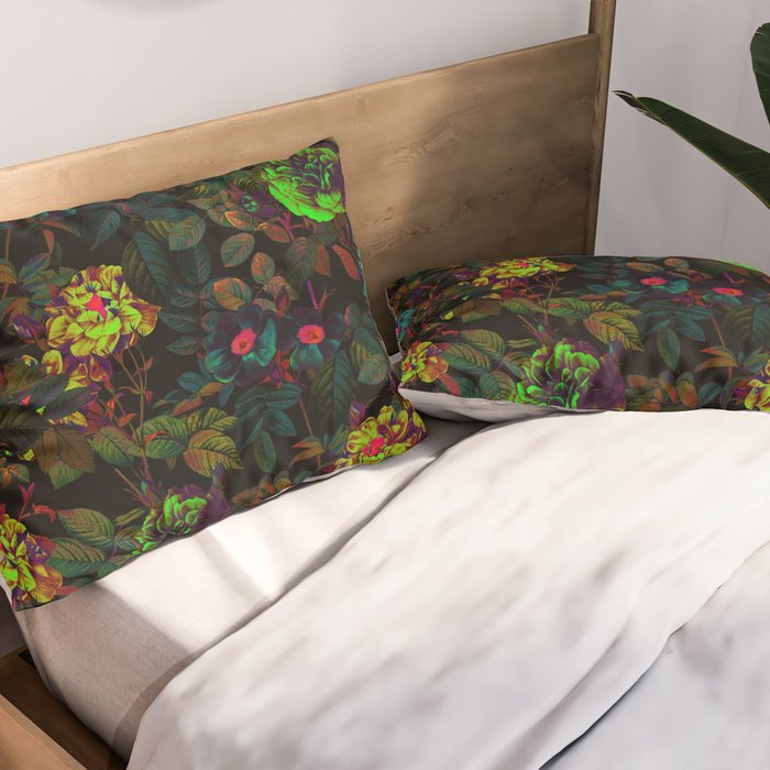 Floral Neon Garden Pillow Sham Gallery Image 2