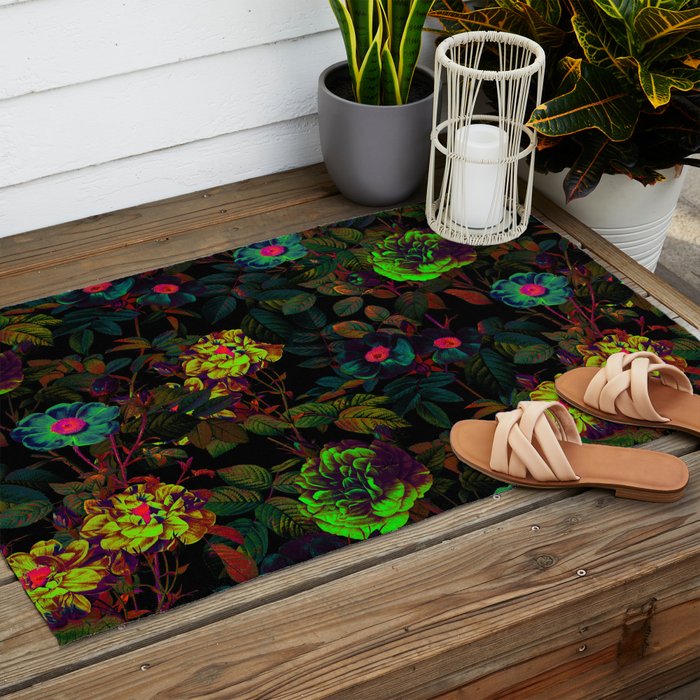 Floral Neon Garden Outdoor Rug Gallery Image 2