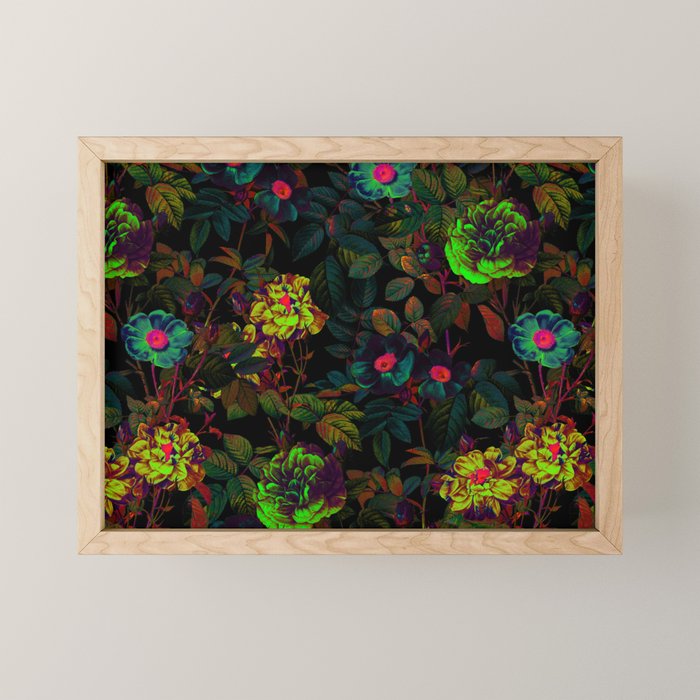 Floral Neon Garden Mini Art Print Gallery Image 1