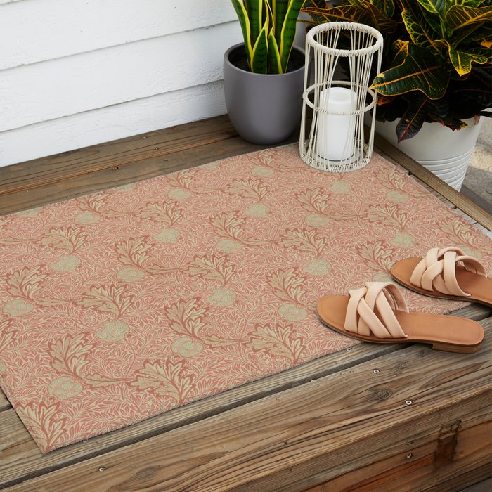 William Morris Apple Red Rust Gold Pattern Outdoor Rug Gallery Image 2
