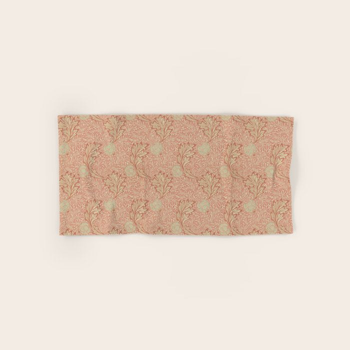 William Morris Apple Red Rust Gold Pattern Bath Towel Gallery Image 1