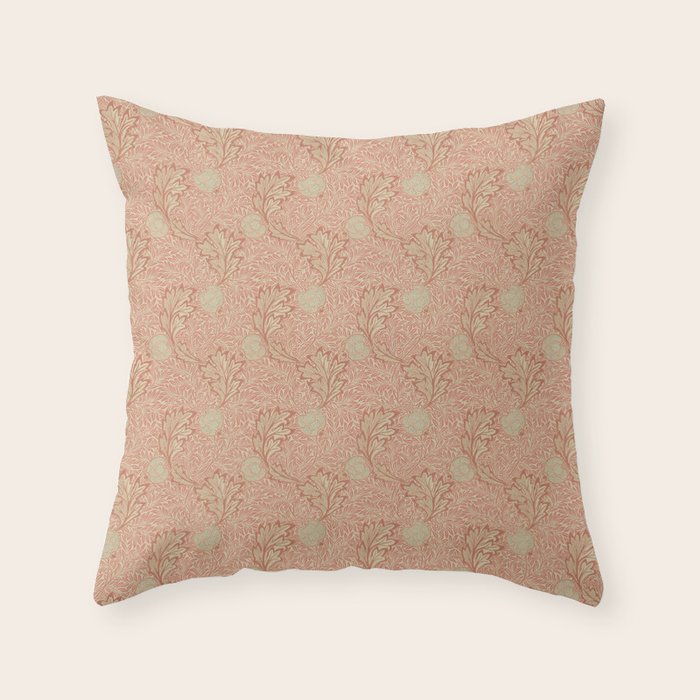 William Morris Apple Red Rust Gold Pattern Throw Pillow Gallery Image 6