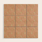 William Morris Apple Red Rust Gold Pattern Wood Wall Art Gallery Image 1