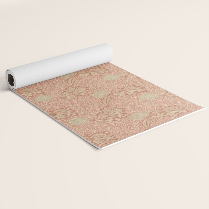 William Morris Apple Red Rust Gold Pattern Yoga Mat Gallery Image 2