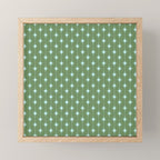 Mid Century Modern Stars and Dots Pattern in Olive Green and Light Ice Blue Mini Art Print Gallery Image 1