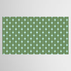 Mid Century Modern Stars and Dots Pattern in Olive Green and Light Ice Blue Tablecloth Gallery Image 2