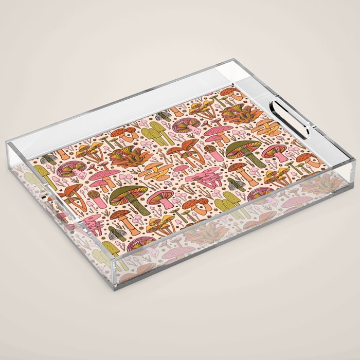 Vintage Mushroom Print Acrylic Tray Gallery Image 1
