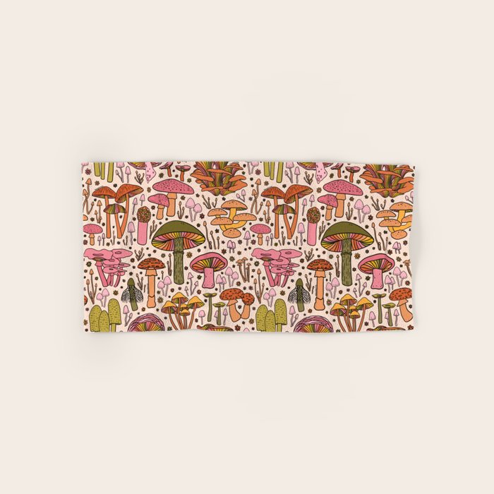 Vintage Mushroom Print Bath Towel Gallery Image 1