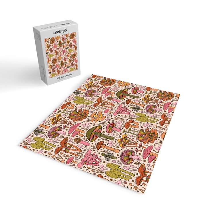 Vintage Mushroom Print Jigsaw Puzzle Gallery Image 2