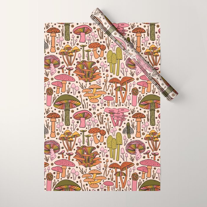 Vintage Mushroom Print Wrapping Paper Gallery Image 1