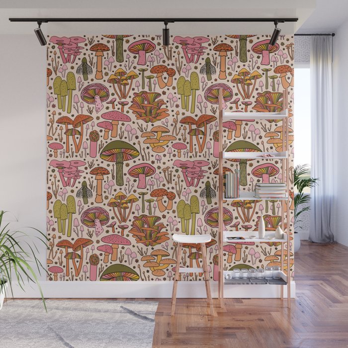 Vintage Mushroom Print Wall Mural Gallery Image 1